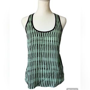 ALC 100% silk mint green and black geometric pattern tank top